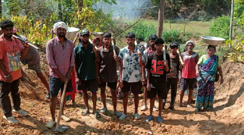 Villagers build roads through voluntary labour