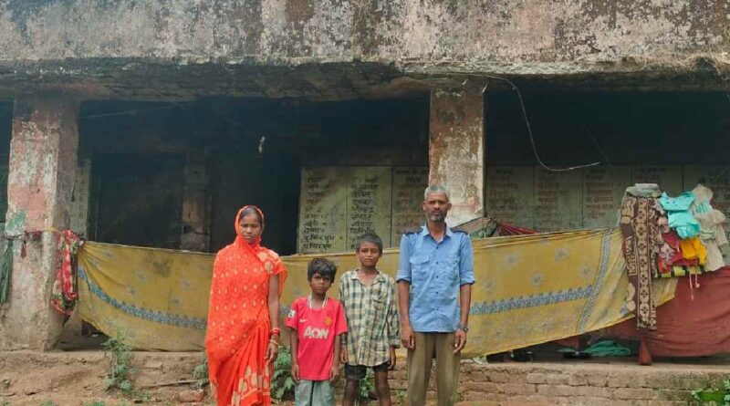 Laborer family live in dilapidated school building